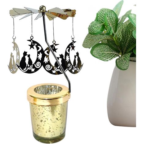 Bougeoir Rotatif Photophore, Carrousel Bougie Spinner,Chandelier Rotatif, bougeoir en Acier Inoxydable pour Restaurant, Mariage, noël, Saint-Valentin (1/5)