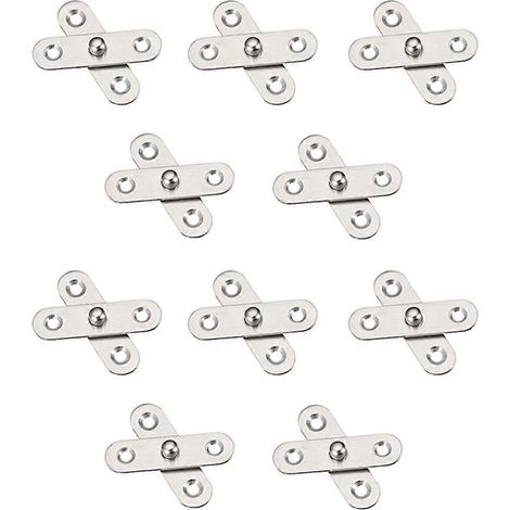 Lot de 10 charnières de porte de cabanon/meuble de cuisine, pivotantes à 360°, en acier inoxydable, 57 x 16 mm (1/5)