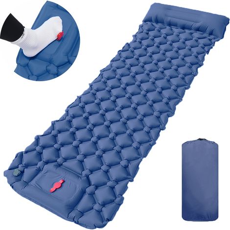 Materassino da campeggio, materassino ultraleggero con cuscino integrato, materasso gonfiabile con pompa a pedale integrata, materasso ad aria pieghevole portatile, materasso ad aria singolo.
