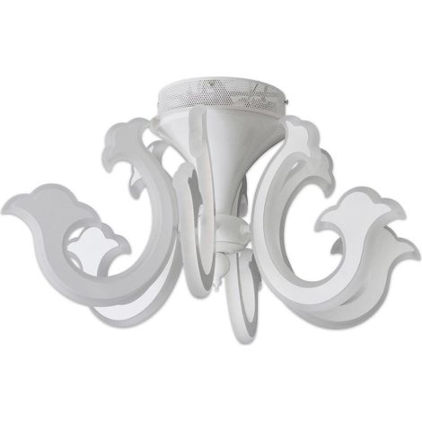 Lustre Couronne LED Suspension Design en Métal Blanc avec LED Intégrées Ø 66 cm - PANGIVO (1/4)