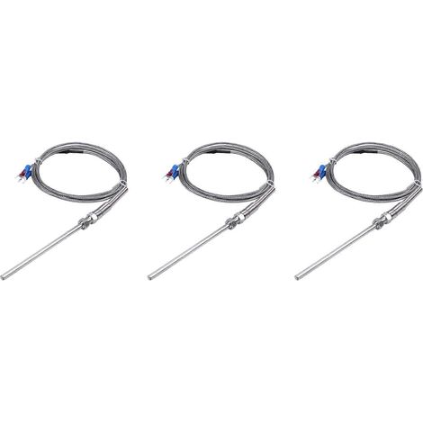 3 sondes de température en acier Pt100 RTD, câble de 2 m (98 mm), 3 fils, plage de température : -50 °C à 400 °C (1/5)