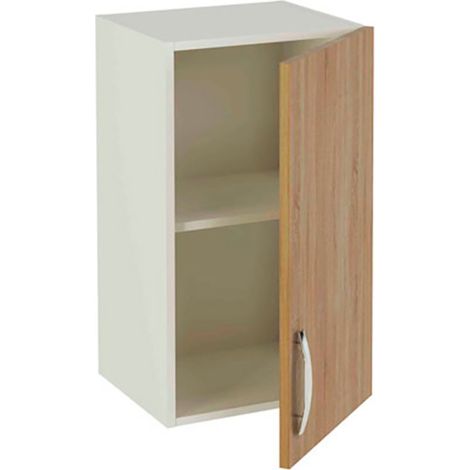 Pegane – Meuble haut de cuisine 1 porte chêne cortez – Dimensions 70x40x33 cm – Panneaux mélaminés haute densité – Étagère intérieure réglable