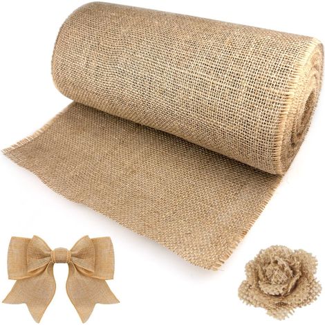 Chemin de Table en Toile de Jute Naturel, 30CMX10M Rouleau Avec Suture Complète du Bord, Pour Décoration, Mariage, Travaux Manuels (1/5)