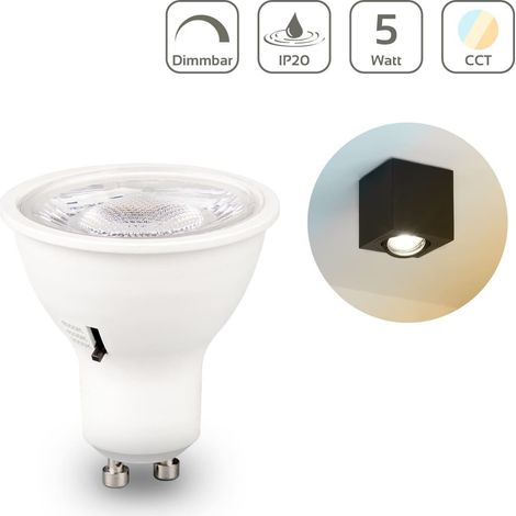 LED Spot GU10 4,8W 420lm CCT Lichtfarbe einstellbar - Abstrahlwinkel: 60° mit Linse - Dimmbar: Ja (1/5)