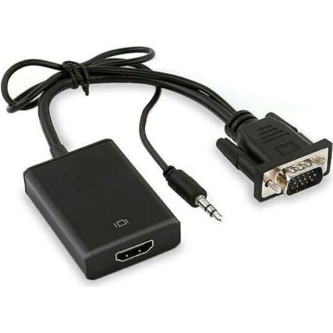 Câble adaptateur VGA vers HDMI 1080P avec audio – Conversion numérique haute définition – Compatible PC et lecteur DVD