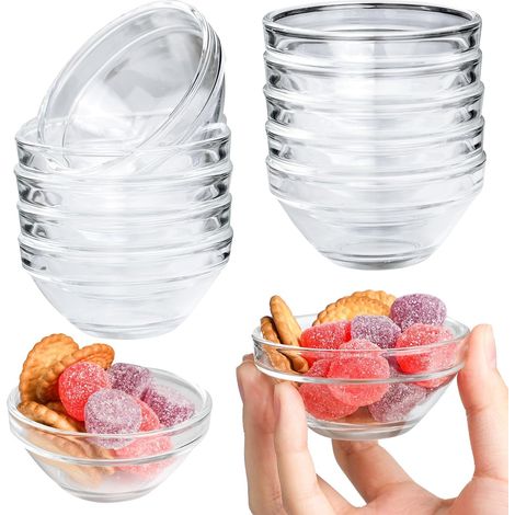 Ensemble de 10 petits bols en verre de 75 ml, parfaits pour les sauces, les épices, les confitures, la sauce soja et les amuse-gueules. Empilables et réutilisables. (1/5)