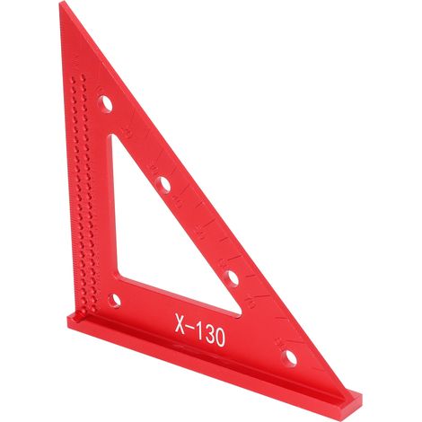 Équerre de charpentier en alliage d'aluminium avec échelle transparente de 13 cm (5,1 po) pour la menuiserie et la construction de toitures. (1/5)