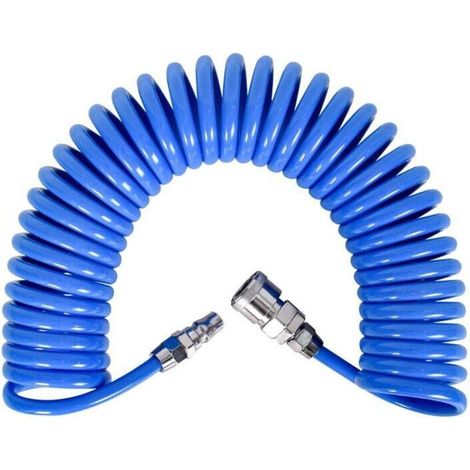 Tubo flessibile a spirale per aria compressa - Lunghezza: 12 m - Con raccordo rapido - Per compressori -Crezuo