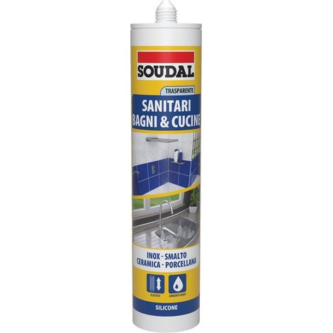 Silicone Acetico per Sanitari Ml. 300 Trasparente 12 Pezzi Soudal