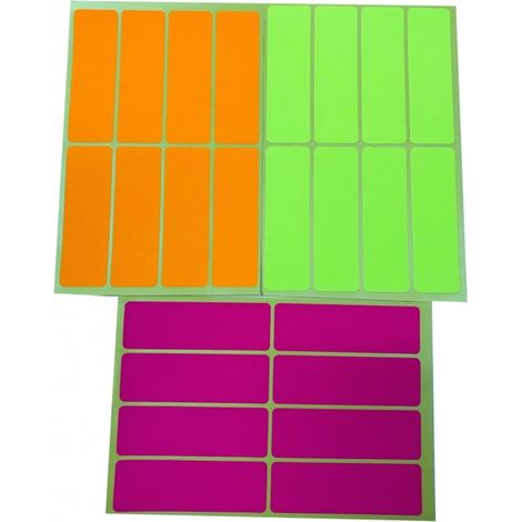 TrAdE Shop Traesio - Set 144 Etichetta Etichette Autoadesive 2.4x7.5cm Fluo Fucsia Giallo Arancio -