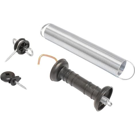 Set Maniglia per recinzioni elettriche Molla di Tensione estendibile e 2 isolatori recinto elettrico Breckner Germany