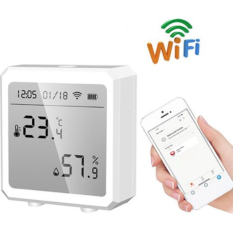 Temperatur- und Feuchtigkeitsmonitor WLAN-Sensor-Controller Messgerät Detektor LCD-Digitalanzeige Elektronisches Thermometer für Tuya (1/5)