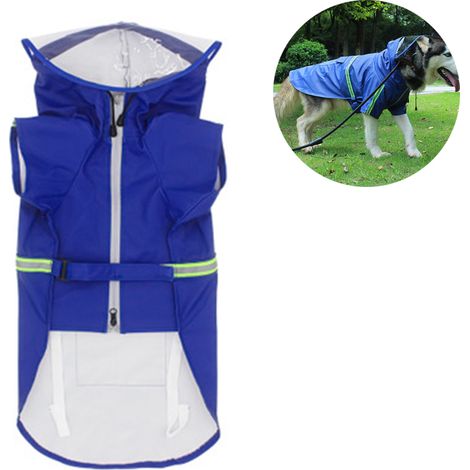 Imperméable pour chien, harnais, poncho, sweat à capuche, gilet de sauvetage, manteau imperméable, ajustable, léger, sûr, bande réfléchissante, antidérapant, coupe-vent, imperméable, taille moyenne, c (1/5)