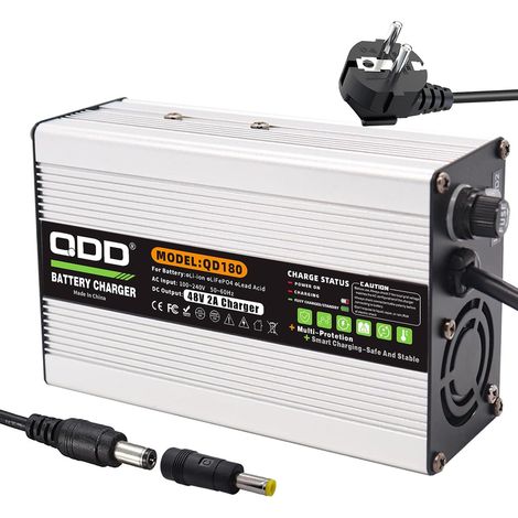 Chargeur de batterie plomb-acide 48 V 2 A, AC 220-240 V vers DC 48 V 2 A, interface de charge : 5,5 x 2,1 mm/5,5 x 2,5 mm mâle (1/5)