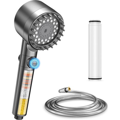 Kit Pommeau de Douche Anti Calcaire, Filtre de Rechange, Tuyau 1.5 m (1/5)