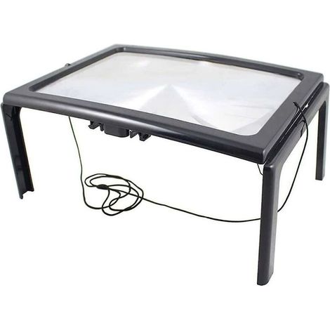 Large A4 Reading Magnifier With 4 Led Light,3x Full Page Magnifying Glass Foldable Desktop Stand Magnifier Hands-free Rectangular Loupe Reading Aid Fo (1/4)