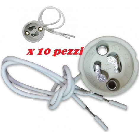 10 Portalampada per Lampadine LED Attacco GU10 in Ceramica con Cavi (1/2)