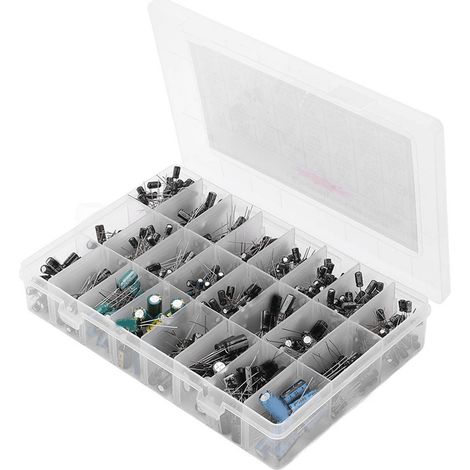 630-teiliges Sortiment an Aluminium-Elektrolytkondensatoren (24 Werte, 0,1 µF – 1000 µF) für Heimwerkerprojekte (1/5)