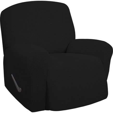 Housse de canapé Extensible pour canapé inclinable avec élastique en Bas pour Enfants, Tissu Jacquard Polyester élasthanne, Petits Carreaux (Fauteuil inclinable surdimensionné, Noir) (1/5)