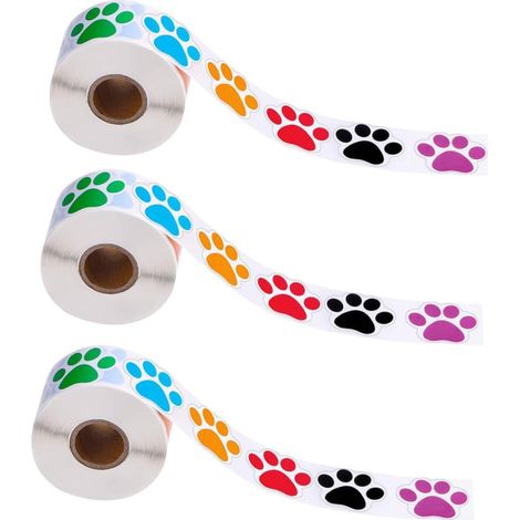rotoli di adesivi a forma di zampa di cane per decorare sacchetti di biscotti e pareti, adatti a bambini e bambine. (1/5)