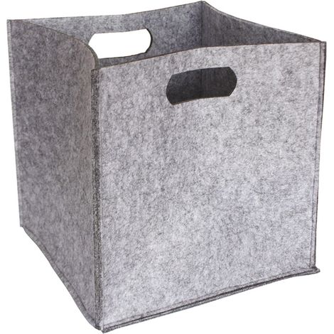 Panier de rangement avec poignées en feutre gris clair 31 x 31 x 31 cm (1/5)