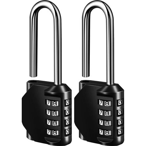 Cadenas à Code 4 Chiffres, Sans Clé Cadenas à Combinaison Pour Casier Vestiaire Sport École Gymnases Garage Portails Grilles ClôTure (Lot de 2) (1/3)