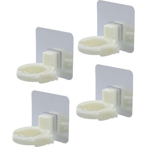 Support mural pour flacons de gel douche (lot de 4), en plastique, réglable et sans perçage, pour flacons de shampoing. (1/5)