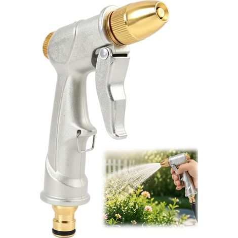 1 Pcs Pistolet d’Arrosage Métal Haute Pression, Pistolet Tuyau Arrosage en Métal Solide avec Buse en Laiton, Pistolet Arrosage Jardin Multifonction pour Arrosage Pelouse, Lavage Voiture et Nettoyage (1/5)