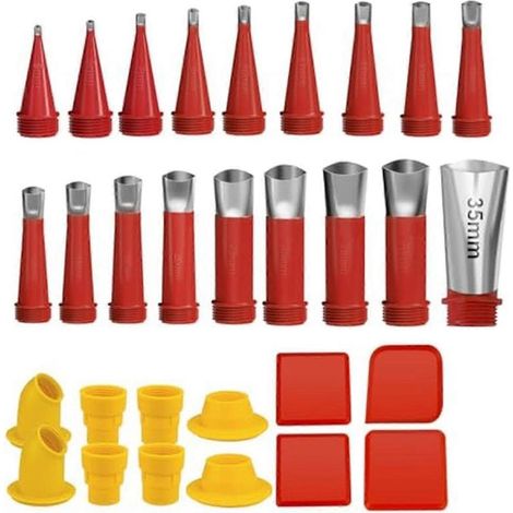 Kit de finition pour calfeutrage, embouts de buse en acier inoxydable avec bases de connexion, 30 pièces de rechange (1/5)