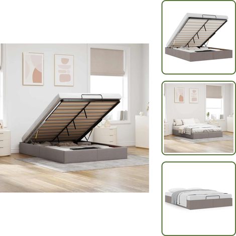 Cadre de lit ottoman sans matelas taupe 140x200 cm tissu - Cadre De Lit Ottoman - Cadres De Lit Ottomans - Cadre De Lit - Cadre De Lit Avec Rangement (1/5)