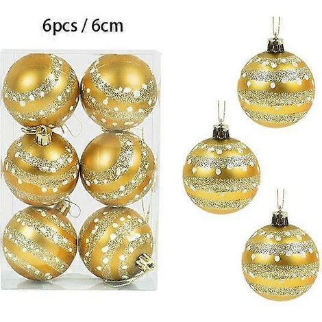 à 24 boules de Noël rouges et dorées, décorations pour sapin de Noël, grandes boules à suspendre, décorations de Noël et du Nouvel An (B06-6 pièces) (1/5)