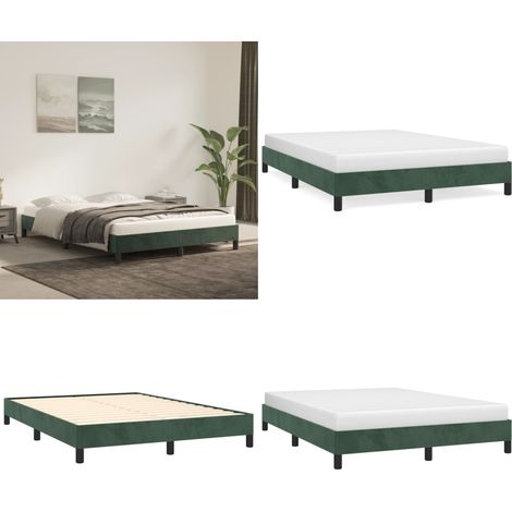 Bettgestell ohne Matratze Dunkelgrün 140x200 cm Samt - Samtbettwäsche - Doppelbett - Boxspringbett - Lattenrost - Bettrahmen - Home & Living (1/5)