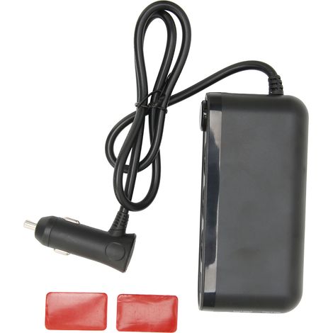 Adaptateur allume-cigare avec prise allume-cigare et 3 ports USB (3 prises allume-cigare et 1 port USB-C). (1/5)