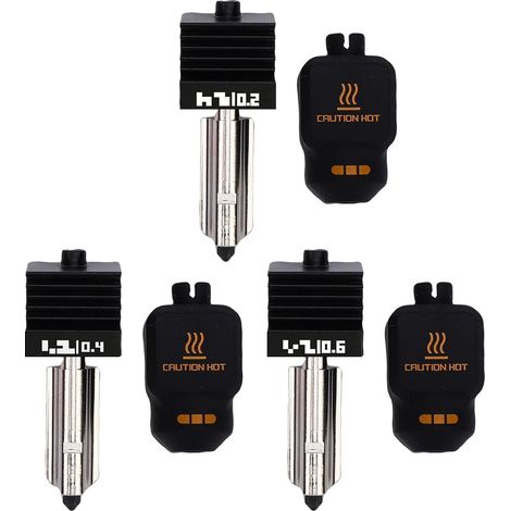 Set of 3 Replacement Hotends (0.2mm, 0.4mm, 0.6mm) with Hardened Steel Nozzle, Silicone Cover, High-Precision Printing for Bam bu Lab P2S H2D H2S H2C 3D Printers (1/5)