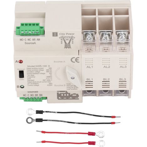 Commutateur de transfert automatique 3P 100A 220V AC, double alimentation, commutation rapide, usage domestique et industriel. (1/5)