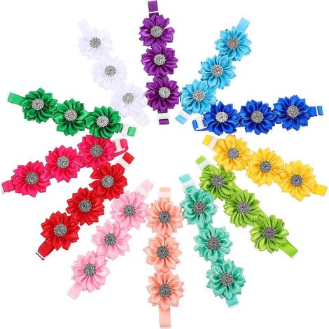 Collar de flores con pedrería y pajarita para gatitos, paquete de 24 unidades. (1/5)
