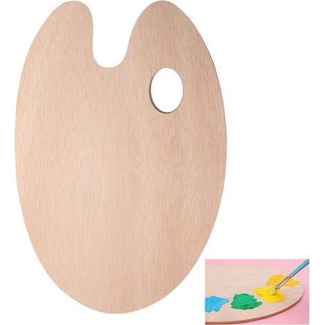 Palette de peinture en bois, palette de mélange de peinture avec trou pour le pouce pour peinture à l'huile acrylique aquarelle, 300 mm 400 mm (1/2)