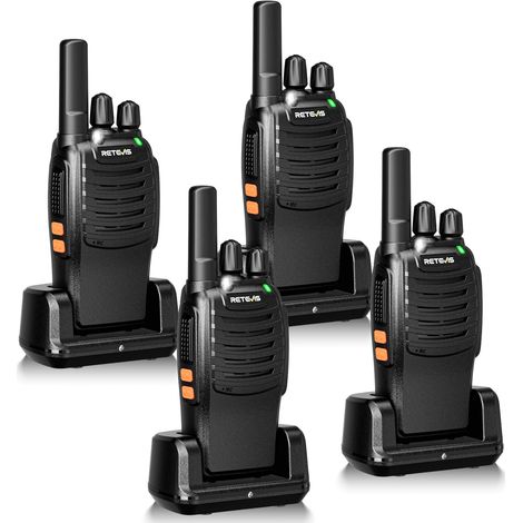 Talkie-Walkie, Talkie-Walkie Professionnel Appairage en Un clic, Alarme d'urgence, VOX, Type-C, Talkie Walkies Longue Portée pour Commerce de Magasin, Vente au Détail (Noir, 4 Pièces) (1/5)