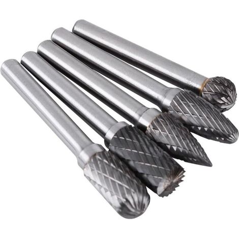 Brocas de corte rotativas, 5 piezas, fresas de acero de tungsteno para rectificado, vástago de 6 mm, cabeza de 10 mm, kit de brocas de corte rotativas para taladro eléctrico, limas rotativas para rect