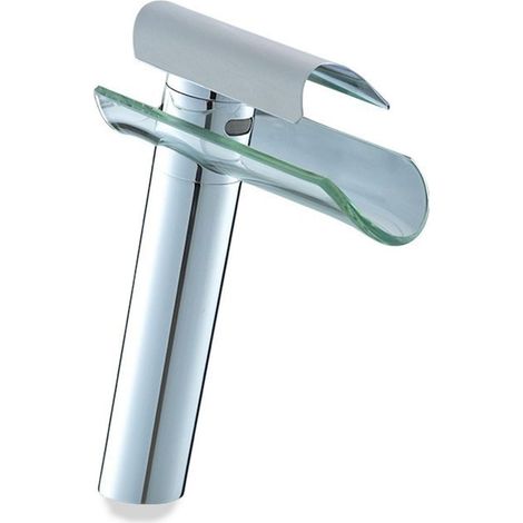 Mitigeur cascade de salle de bain, chromé, surélevé, monotrou (1/4)