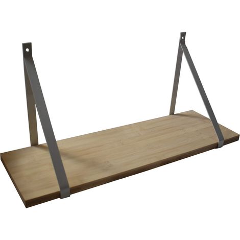 Étagère murale Bambou 60x19 cm avec support métal gris