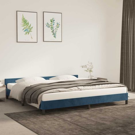 Estructura cama sin colchón terciopelo azul oscuro 200x200 cm vidaXL