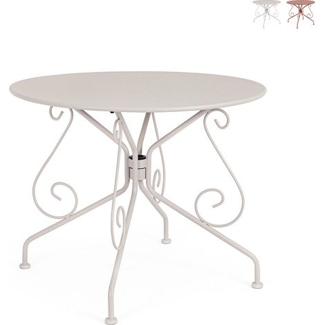 Tavolo rotondo 90cm da esterno giardino stile Etienne YES - Grigio (1/3)
