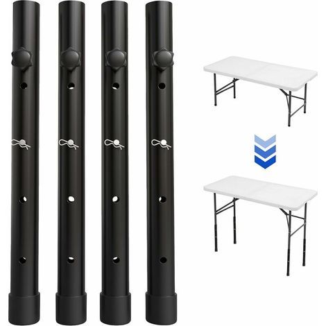 Lot de 4 rallonges de pieds de table pliables, pour pieds courbes et droits, réglables en hauteur jusqu'à 44 cm (1/5)