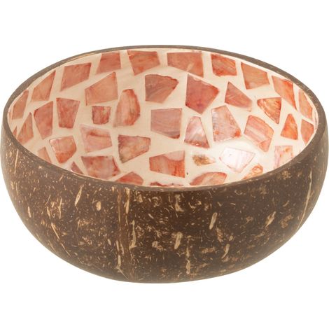 Bol déco coco mosaïque en coquillage rose (1/2)