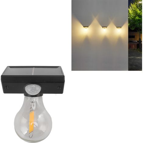 Solar-Wandleuchte mit Bewegungsmelder, dekorative Außenwandleuchte, wasserdichte Wandleuchte für den Innenhof, Solar-LED-Straßenleuchte, Solar-Glühlampe mit Wolframfaden. (1/5)