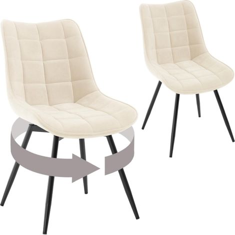 Woltu – Lot de 2 chaises pivotantes en velours beige – Pieds en métal – Hauteur d'assise 45,5 cm – Capacité de charge 150 kg (1/5)