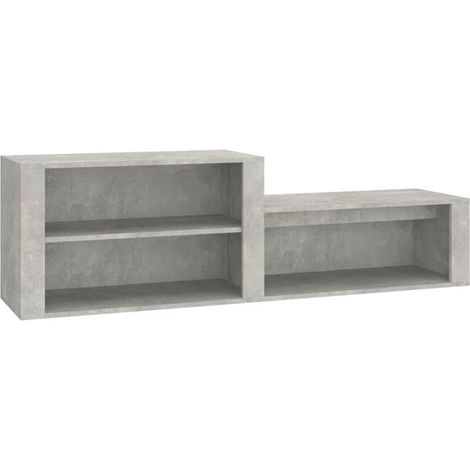 Meuble à chaussures, gris ciment, 150x35x45 cm, bois d'ingénierie. (1/5)