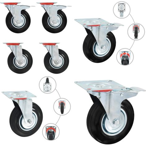 Roulettes pivotantes 4 pcs 125 mm - Roulettes Pivotantes - Roulettes De Chariot - Roues Mobiles - Accessoires Meuble - Fixation Meuble - Home & Living (1/5)