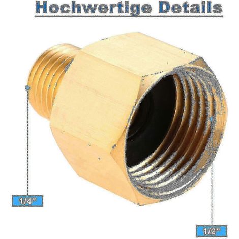 Adaptateur pour réchaud de camping, connecteur adaptateur GPL en laiton 1/2 pouce x 1/4 pouce, compatible avec les réchauds à gaz, les tuyaux de gaz, les fours à gaz, les barbecues, etc. (1/5)